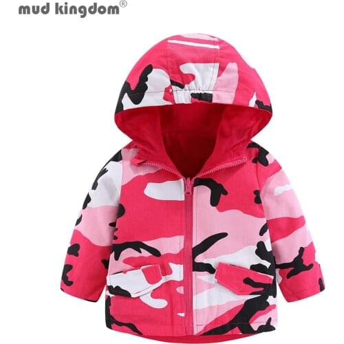 Mudkingdom Girls Jackets Camouflage Reversible Hooded Autumn Winter Kids Outerwear
