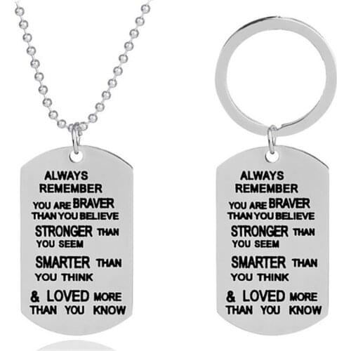 70% Hot Sell Inspirationg Pendant Necklace Stainless Steel Cool Jewelry Lettering Keychains