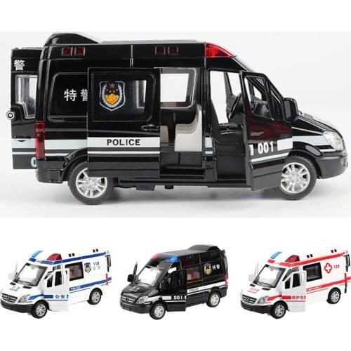 Mini Simulated Pull Back Metal Sound Light Ambulance Police Car Kids Toy Gift improve recognition color manipulative capability