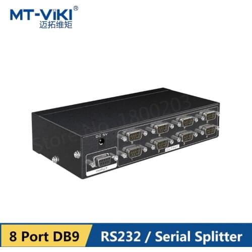MT-VIKI 8 Port Serial Splitter DB9 Hub RS232 Distributor Bidirectional COM Protocol Data Transfer with Power Adapter MT-RS108