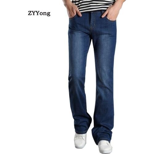 ZYYong Mens Flare Jeans Boot Cut Out Boot Cut Jeans Male Leg Fit Classic Classic Jean Flare Retro Jeans Casual Mens Trousers