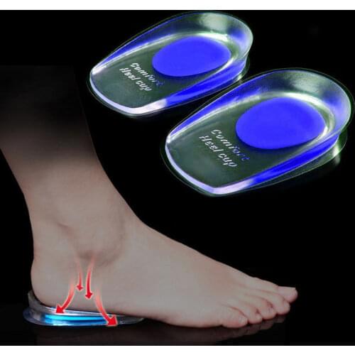 Soft Silicone Gel Insoles for Heel Spurs Pain Foot Cushion Foot Massager Care Half Heel Insole Pad Height Increase Heel Pad