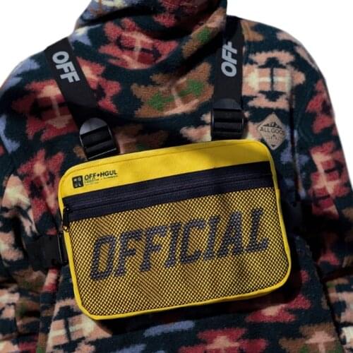 Streetwear Men Hip-Hop Oxford Chest Bag Fashion Tactical Unisex Trendy Reflective Rectangle Travel Motorcycle Chest Rig Bag
