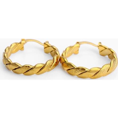 Charm Round Flat-Shaped Hemp-Like Plated Earrings For Ladies Of Gift