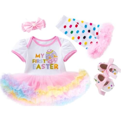 Newborn Baby Girl Clothes My First Easter Clothes Rainbow Tutu Dress Baby Girl Sets Infant Clothing Christmas Dress Bunny Outfit