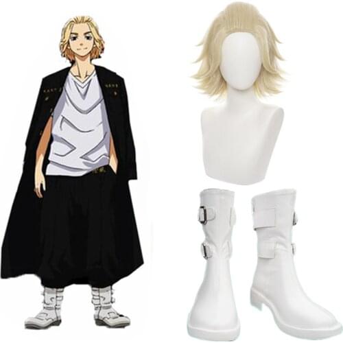 Tokyo Revengers Cosplay Wig Manjiro Sano Cosplay Headwear Golden Wig Heat Synthetic Fiber Hair Free Wig Cap Cos Prop