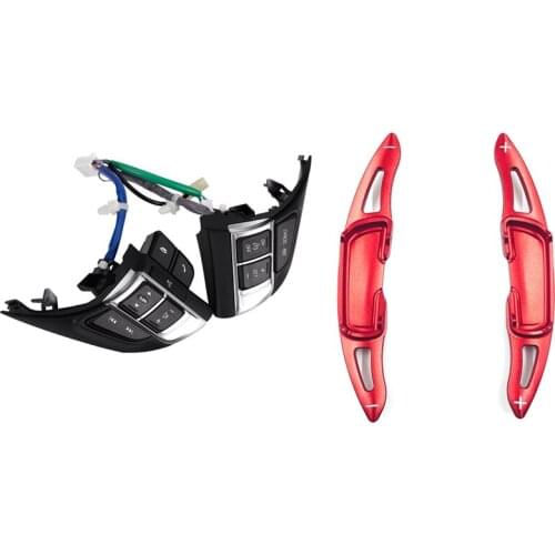 1 Set Steering Wheel Switch Bluetooth Cruise Control Switch Button & 2Pcs Aluminum Steering Wheel Paddle Shifter