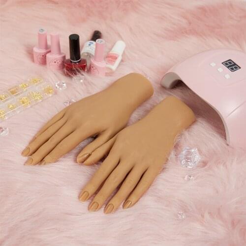Nail Art Practice Hand for Arclyic Nails 22.cm with Ankle Flexible Fingers Deep Slot Realistic Skin Texture Soft Silicone