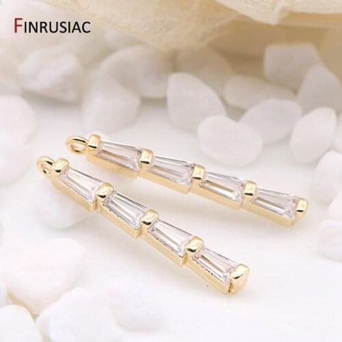 Earring Making Supplies 14k Gold Plated Zircon Strip Pendant For DIY Earrings Fittings