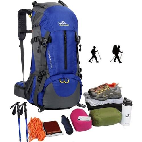 Outdoor sports backpack mountaineering bag 60L hiking backpack travel bag waterproof camping bag unisex