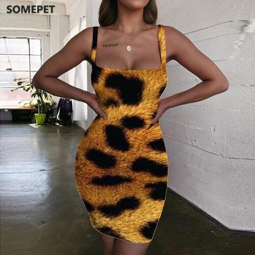 SOMEPET Leopard Dresses Women Cheetah Vestido Sexy Harajuku Bodycon Dress Womens Clothing Summer Short Korean Style High Quality