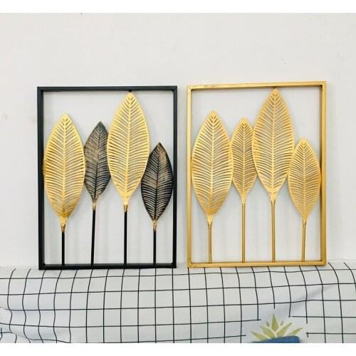 Nordic Light Luxury Wall Hanging Decoration Wall Decoration Iron Leaf Living Room Feng Shui Decoration Home Decoration Wall