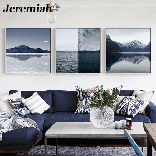 Modern Minimalist Seascape Canvas Poster Nordic Blue Sea Painting Print Home Room Decoration Frameless Painting