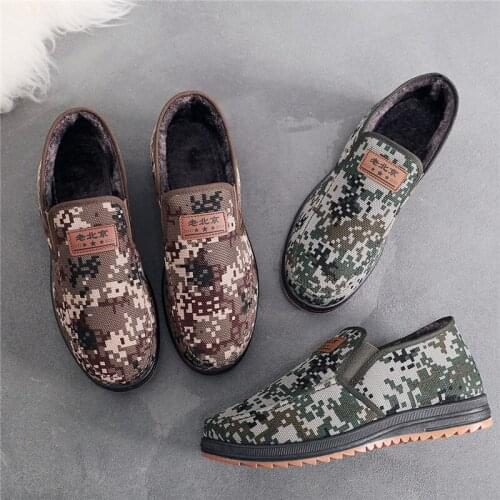 Warm Cotton Shoes Soft Bottom Camouflage Old Beijing Cotton Boot Snow Boots Men Winter Hard-wearing Construction Sport Shoes
