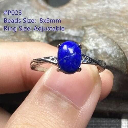 Top Natural Royal Blue Lapis Ring For Woman Anniversary Love Gift 8x6mm Crystal Lazuli Beads Gemstone Jewelry Adjustable Ring