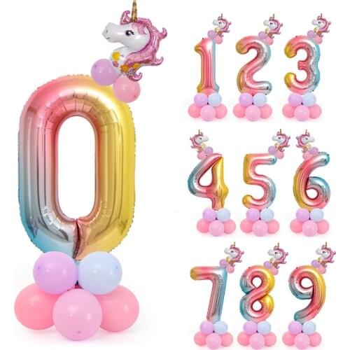 1 Set Birthday Party Balloon 1 2 3 4 5 6 7 8 9 18 Years Old Macaron Number Foil Balloons Baby Shower Balloon Wedding Decoration