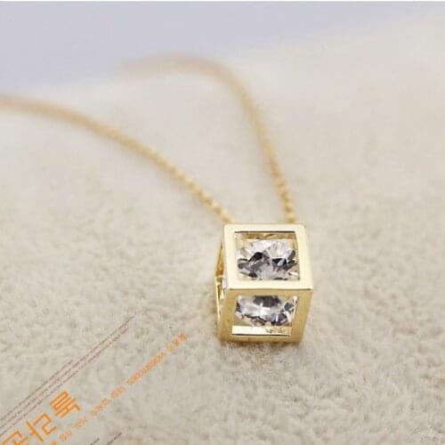 2018New Fashion Necklace Bijoux Link Choker Chain Statement Necklace Shining Charm Square Crystal Necklaces & Pendants For Women