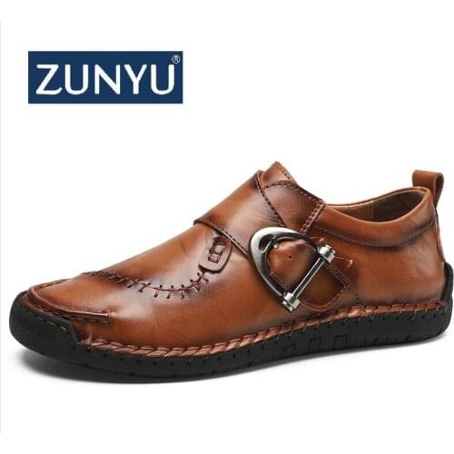 ZUNYU New Comfortable Men Casual Shoes Loafers Mens Shoes Quality Leather Shoes Man Flats Hot Sale Moccasins Shoes Size 38-48