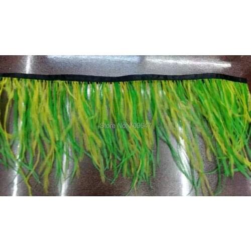 10meters/lot!5-6inches height GREEN&Yellow mixed Ostrich feather trim,wedding and party decoration Ostrich feather lace fringe