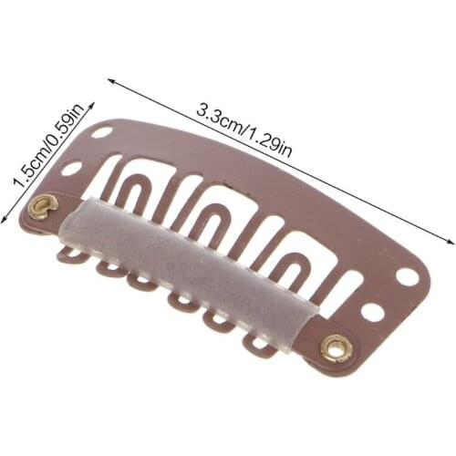 Hot 32mm 10 pcs Middle U Brown Snap Hair Clip For Wig Hair Extension
