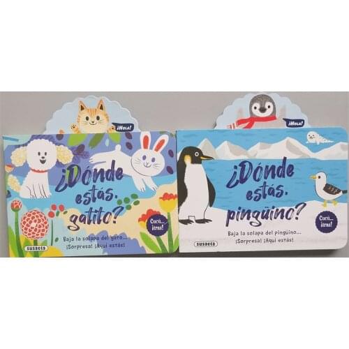 2 Books Parent Child Kids Baby Spanish Reading Learning Early Education Animal Story Game Toys Cardboard Libros Book Age 1 up