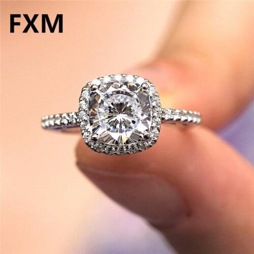 2021 New Trendy Jewelry Rings For Women Cubic Zirconia Charms Bridal Wedding Engagement White Gold Color Ring Drop Shipping