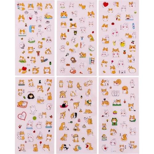 6Pcs/Bag Cute Cartoon Dog Style Sticker Scrapbook Decoration PVC Stationery DIY Stickers