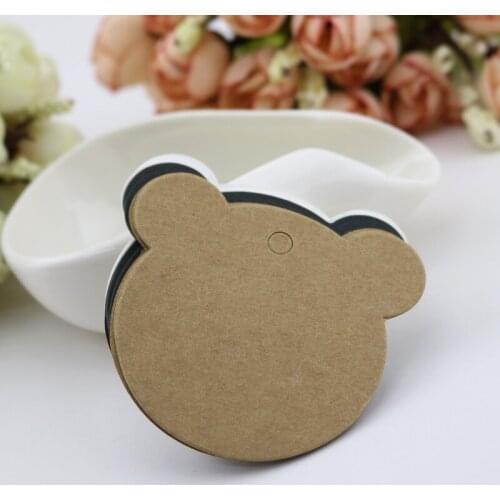 6x5.3cm Bear Head Label 100pcs/lot Kraft Paper Tags Luggage Wedding Blank Price Tag DIY Gift Card 3 Colors Can Choose Wholesale