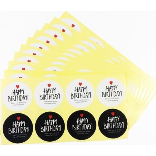 800 Pcs/lot Happy Birthday Scrapbooking Kraft Paper Labels Sticker Envelopes Gift Packaging Seals Sticker 2 Color For Birthday