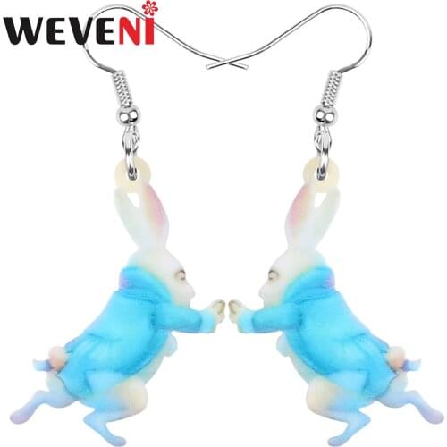 WEVENI Acrylic Easter Hare Rabbit Bunny Earrings Printing Animal Dangle Drop For Women Kids Fashion Gift Jewelry Accessories