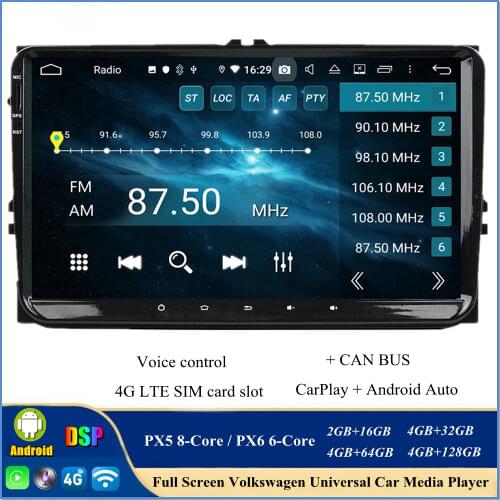 DSP PX6 IPS 9" Android 10.0 Car Radio DVD GPS for VW Volkswagen Passat Tiguan Touran Caddy Magotan Skoda Seat Polo Golf 5 Golf 6