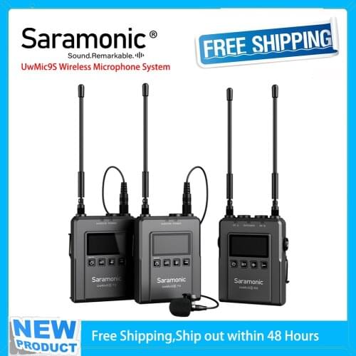 Saramonic UwMic9S UHF Wireless Microphone System Receiver Transmitter for DSLR Camera Camcorder Vlog Interview Mini Studio Mic