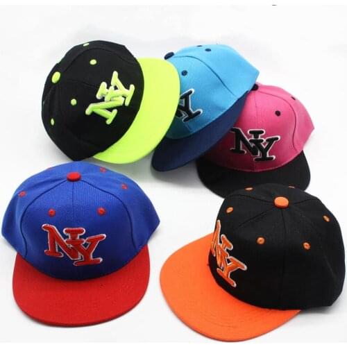 Boys Letter Embroidery Hip Hop Caps Trucker Hat Girls Neon Baseball Cap Unisex 6 Panels Embroidered Sport Hat with Flat Brim