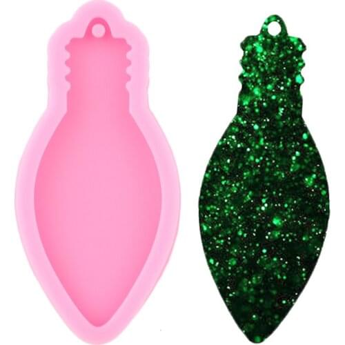 Shiny Light Bulb Shape Keychain Silicone Mold Polymer Clay Pendant Molds Fashion Jewelry DIY Handmade Charms Moulds