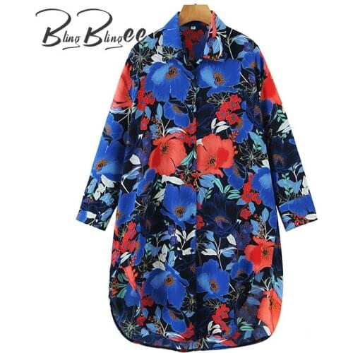 BlingBlingee Casual Holiday Beach Thin Style Mid Length Kimono Shirt 2021 Summer Drop Shoulder Women Loose Blouses Printed Top