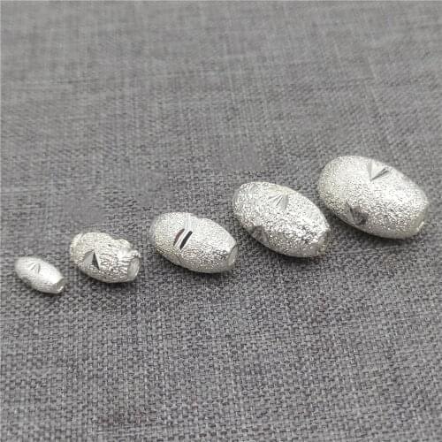 Sterling Silver Stardust Oval Olive Bead Spacers for Bracelet Necklace