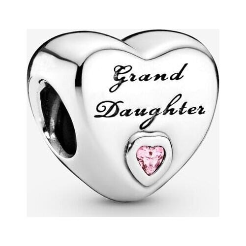 100% Real 925 Sterling Silver Granddaughter Heart Charms Beads Fit Pandora Bracelet Women Gift Jewelry Making