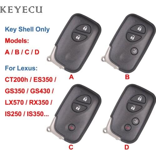 Keyecu Remote Car Key Shell Case Cover 2 / 3 / 4 Button for Lexus CT200h ES350 GS350 GS430 LX570 RX350 IS250 IS350