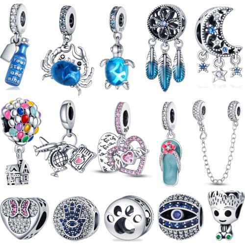 HOT SALE 925 Sterling Silver Colorful Coffee Ooke Series Beads Charms Fit Original Pandora Bracelet Women Fashion DIY Jewelry