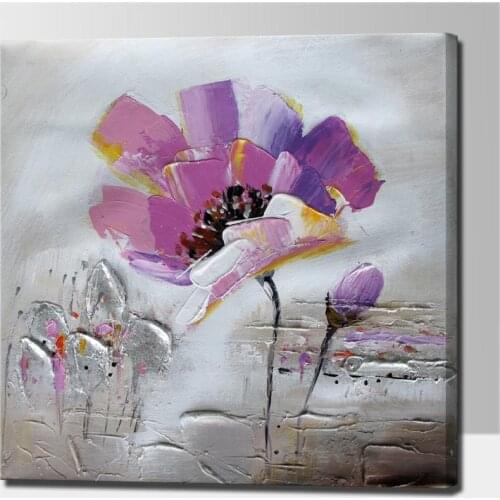 Flower painting together with palette knife acrylic abstract flower wall art decorative flower oil painting on canvas