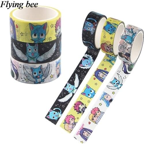 Flyingbee 15mmX5m Anime Washi Tape Decorative Adhesive Tapes for DIY Crafts, Scrapbook, Journal, Planner, Gift X1057