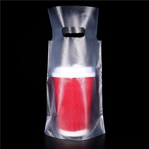DHL 16*28cm 1000/Lot Poly Packaging Bag Portable Plastic Clear Shopping Take Out Bags Single Cup Beverage Packing Bag