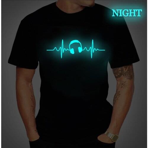 Music Symbol Heartbeat Luminous Women Men T Shirt Summer Tops for Women Mens Casual Harajuku tops Tee Mens T Shirt Male Clothes