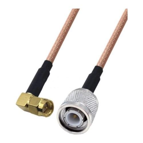 RG400 Cable SMA Male Right Angle to TNC Male Double Shielded Copper Braid Coax Low Loss Jumper Cable