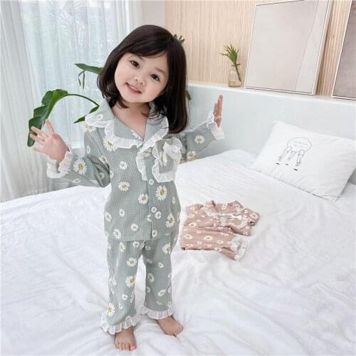 Two Piece Baby Boys Girls Sets Spring Autumn Undershirts Sleepwear Robe Pajama Kids Toddler Outwear Childrens Floral Clothing