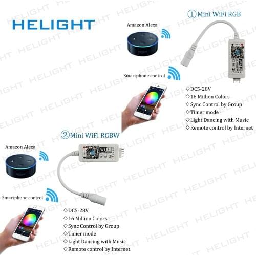 DC12-24V WIFI RGB/RGBW Music Strip Controller By Alexa Google Home Phone APP Syc Controller for StripLlight