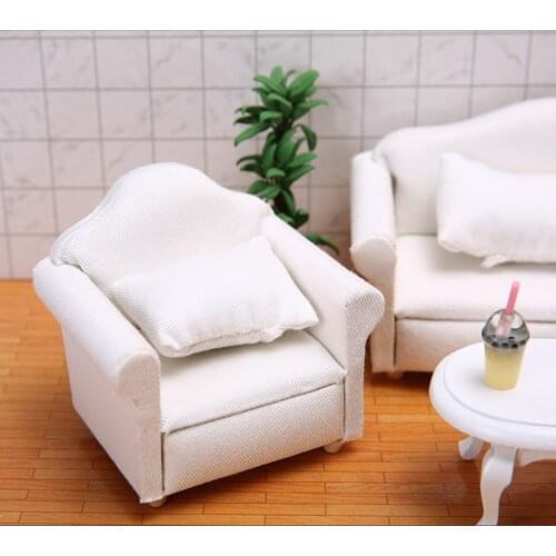 Dollhouse Miniature Single Sofa Couch Armchair with Pillow for 1:12 Dolls DIY