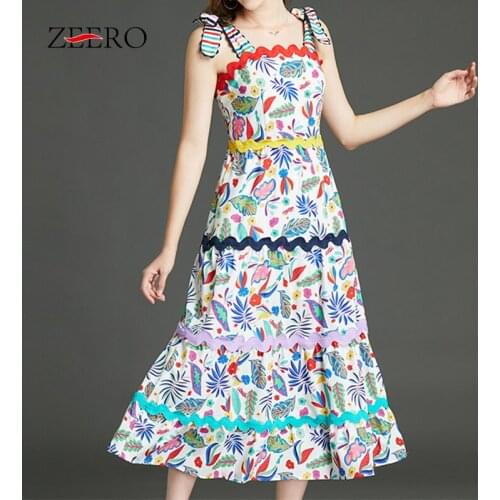 Summer Tube Top Collar Bow Sling Splicing Backless Printing Stripe Midi Dress Women Chiffon Party Sundress Dresses for Women