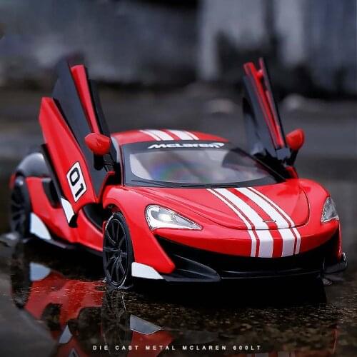 1/32 Alloy Die Cast McLaren 600LT Racing Car Model Toy Simulation Sound Light Pull Back Collection Sports Car Toys Vehicle