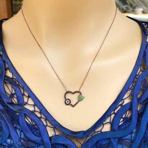 My Empty Heart 925 Sterling Silver Necklace Women Girls Gift Jewelry Accessories Fashion Handmade Elegant Chain